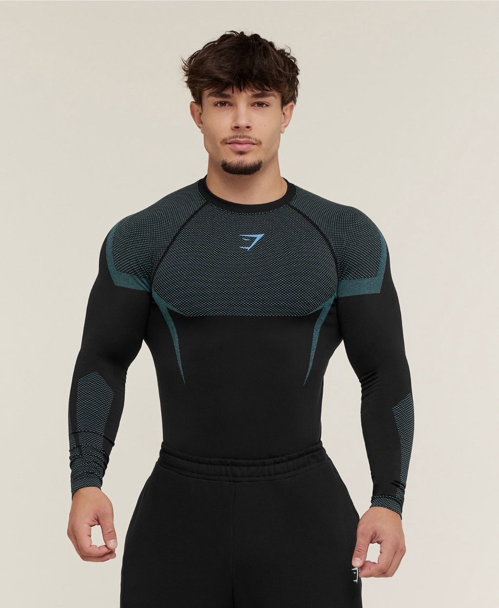 *SHIPS TODAY* Gymshark Onyx v5 5.0 Seamless Long Sleeve Black/Brand Blue - Large