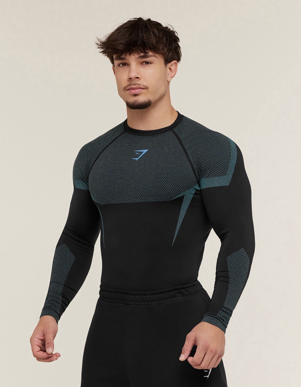 *SHIPS TODAY*Gymshark Onyx 5.0 v5 Seamless Long Sleeve T-Shirt Black Blue Medium