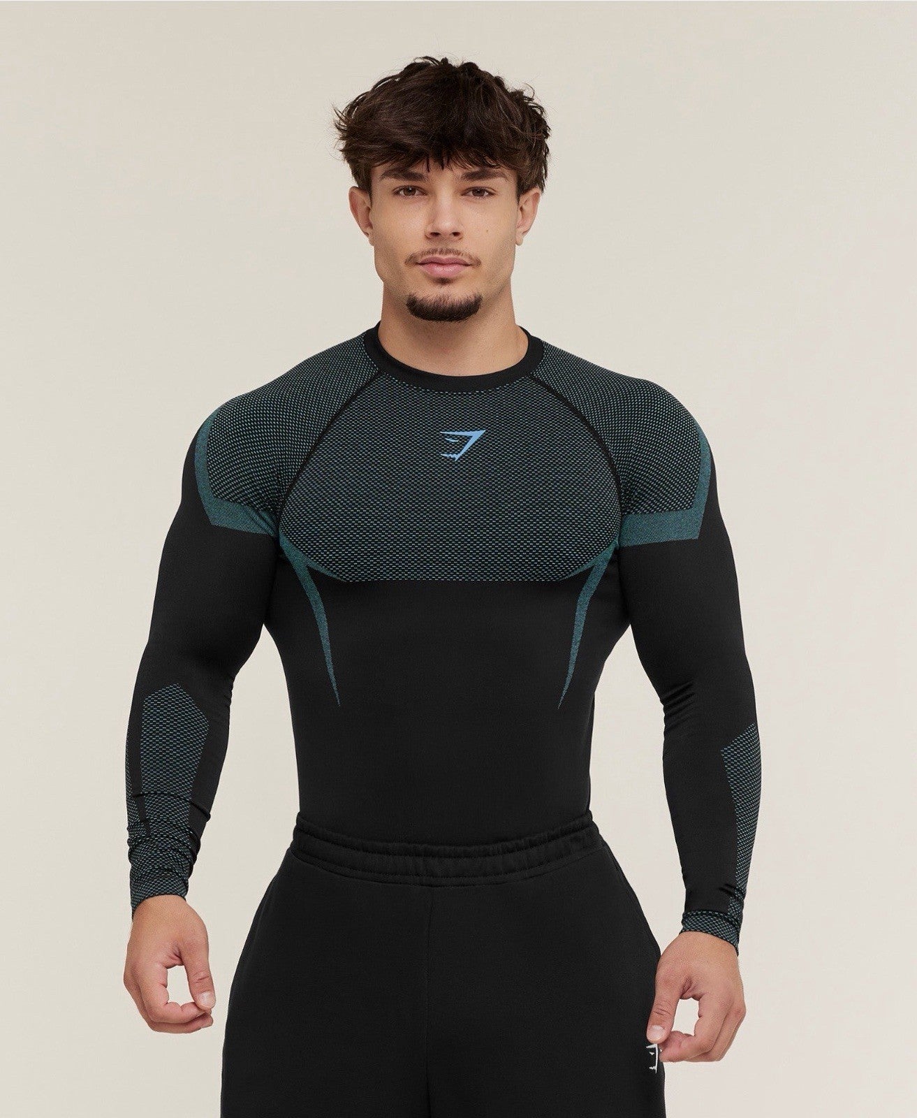 *SHIPS TODAY*Gymshark Onyx 5.0 v5 Seamless Long Sleeve T-Shirt Black Blue Medium