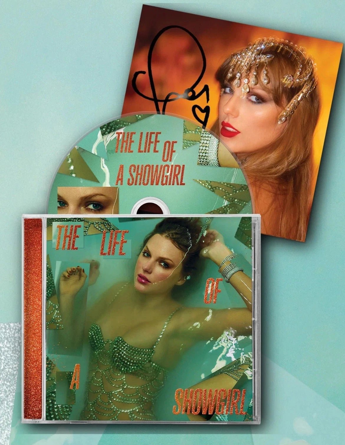 Taylor Swift The Life of a Showgirl CD + Hand Signed Photo 1